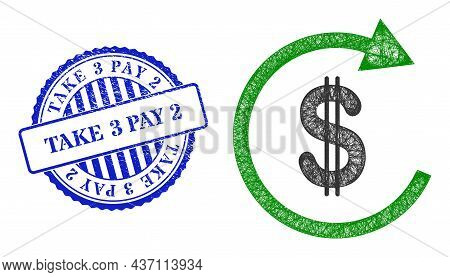 Vector Net Mesh Usd Repay Carcass, And Take 3 Pay 2 Blue Rosette Corroded Seal. Crossed Carcass Net 