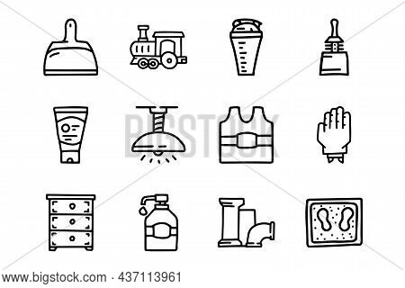 Plastic Goods Line Vector Doodle Simple Icon Set