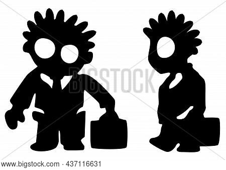 Businessman Vacant Eyes Figure Silhouette Stencil Black, Vector Illustration, Horizontal, Over White
