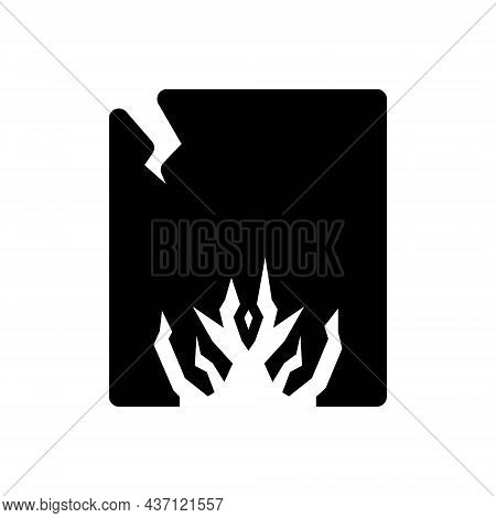 Black Solid Icon For Crack Rift Split Fissure Break Tearing Rupture Lapse Damage Gap