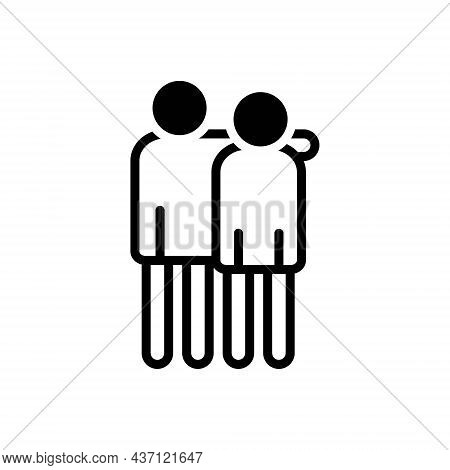 Black Solid Icon For Brothers People Brethren Sibling Relative Fellow Partner