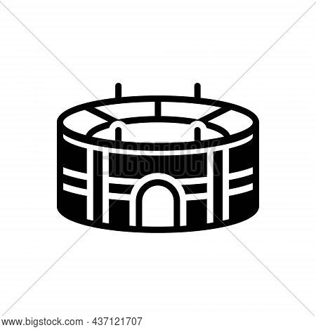 Black Solid Icon For Stadium Arena Amphitheater Field Palaestra Cirque Competition Sport