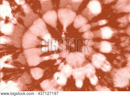 Spiral Old Style. Batik Multi Painting. Artistic Fabric. Hippie Circular Kaleidoscope. Color Shirt. 