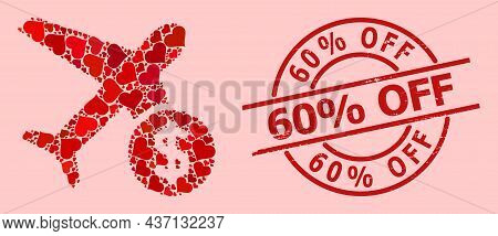 Rubber 60 Percent Off Stamp Seal, And Red Love Heart Mosaic For Airflight Price. Red Round Stamp Inc
