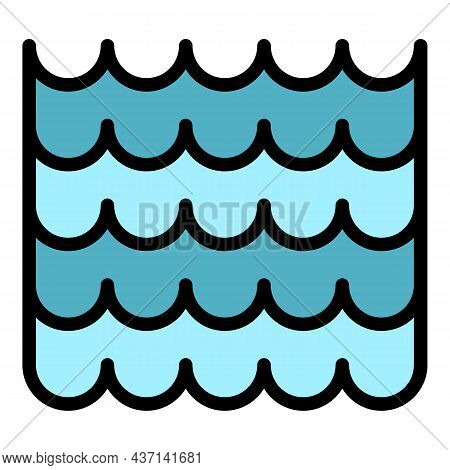 Wave House Roof Icon. Outline Wave House Roof Vector Icon Color Flat Isolated
