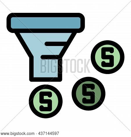 Conversion Rate Funnel Icon. Outline Conversion Rate Funnel Vector Icon Color Flat Isolated