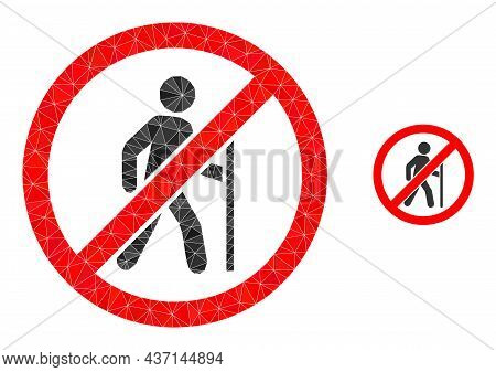 Lowpoly No Hiking Icon On A White Background. Flat Geometric Lowpoly Symbol Based On No Hiking Icon.