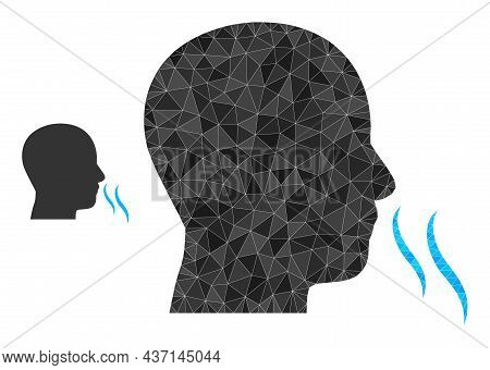 Lowpoly Nose Smell Icon On A White Background. Flat Geometric Lowpoly Illustration Based On Nose Sme