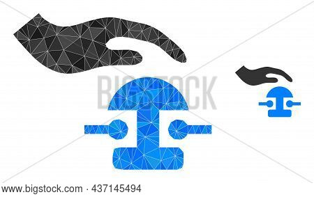 Low-poly Press Bell Icon On A White Background. Flat Geometric Polygonal Illustration Based On Press