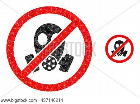 Lowpoly Stop Gasmask Icon On A White Background. Flat Geometric Lowpoly Symbol Based On Stop Gasmask
