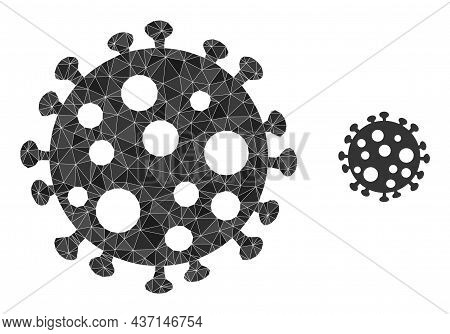 Low-poly Virus Cell Icon On A White Background. Flat Geometric Polygonal Illustration Based On Virus