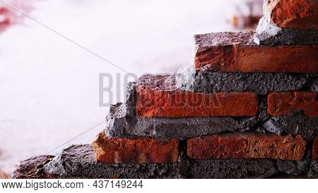 Unconventional Building Site The Masonry Was Neglected, Irresponsible, Not Progressing, Only Half Fi