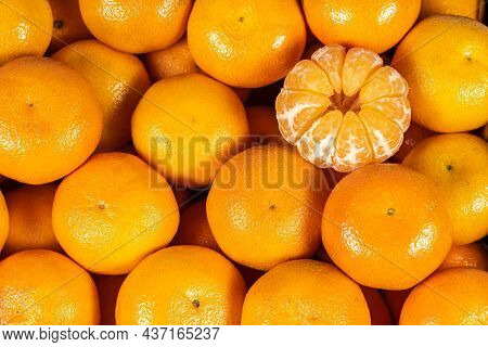 Tasty Mandarin Oranges And Mandarin Segments Ready To Eat And Enjoy.