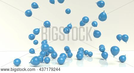 Scattered Balloons On A Colored Background - 3d Render