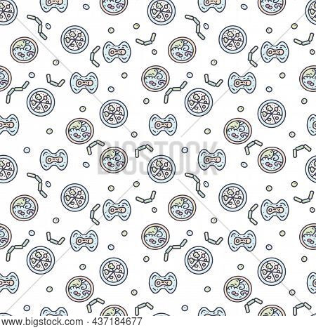 Microorganism Color Vector Doodle Simple Seamless Pattern