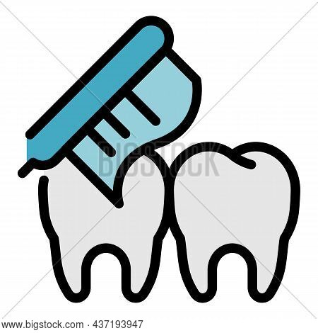 Teeth Cleaning Icon. Outline Teeth Cleaning Vector Icon Color Flat Isolated