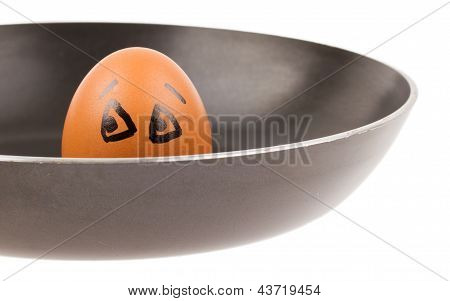 Scared Egg, Waiting To Be Fried In A Pan