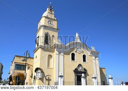Procida, Italy - March 29,2019: Small Church On The Island In Procida, Italy On March 29, 2019.