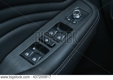 Novosibirsk, Russia - September 12, 2021: Haval F7, Close-up Of The Side Door Buttons: Window Adjust