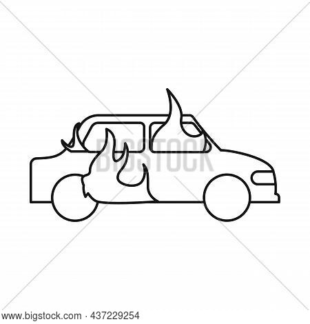 Vector Illustration Of Car And Burn Icon. Set Of Car And Ruined Vector Icon For Stock.