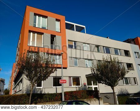 Prague, Czech Republic - October 24, 2021: Modern Style Housing In Prague's Prosek District With Par