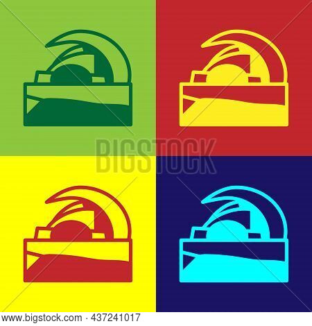Pop Art Concert Hall Auditorio De Tenerife Icon Isolated On Color Background. Santa Cruz De Tenerife