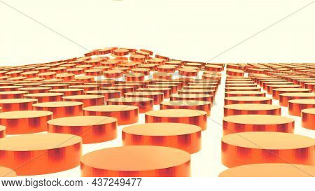 Waves On Surface From Falling Circle. Design. Rows Of Disks Moving In Waves From Falling Ball. Ball 