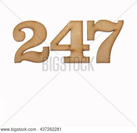 Number 247 - Piece Of Wood Isolated On White Background