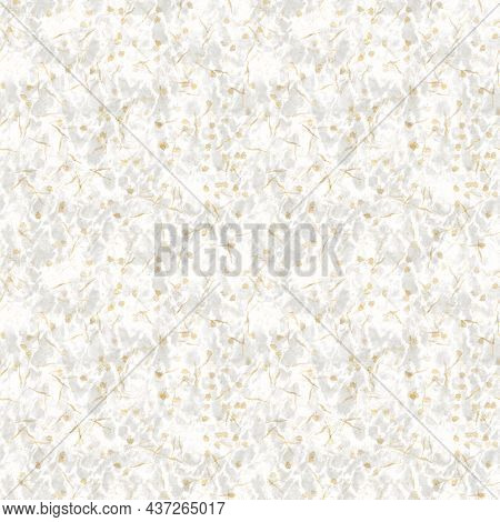 Handmade White Gold Metallic Rice Sprinkles Paper Texture. Seamless Washi Sheet Blur Background. Spa