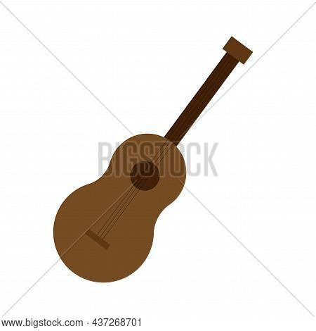 Guitar Icon. Music Background. Acoustic Instrument. Sound Record Concept. Hand Drawn. Vector Illustr