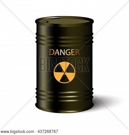 Toxic Barrel Icon. Warning Element. Biohazard Insignia. Save Nature Background. Vector Illustration.