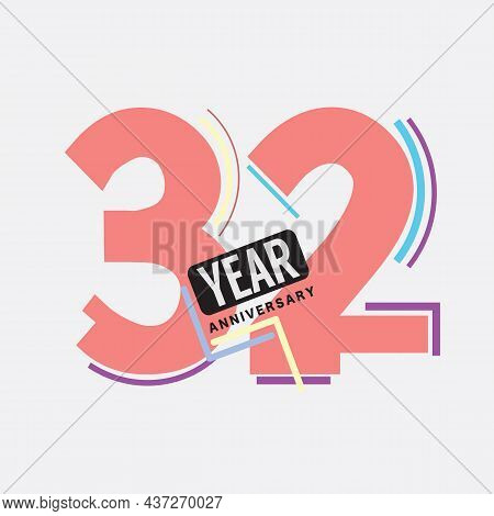 32th Years Anniversary Logo Birthday Celebration Abstract Design Vector Illustration. Eps 10