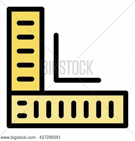 Tiler Angle Ruler Icon. Outline Tiler Angle Ruler Vector Icon Color Flat Isolated