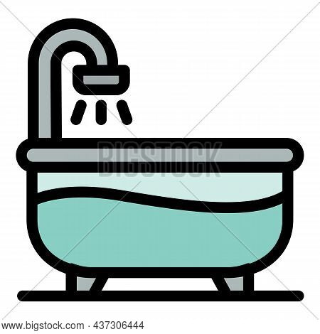 Half Water Bathtub Icon. Outline Half Water Bathtub Vector Icon Color Flat Isolated