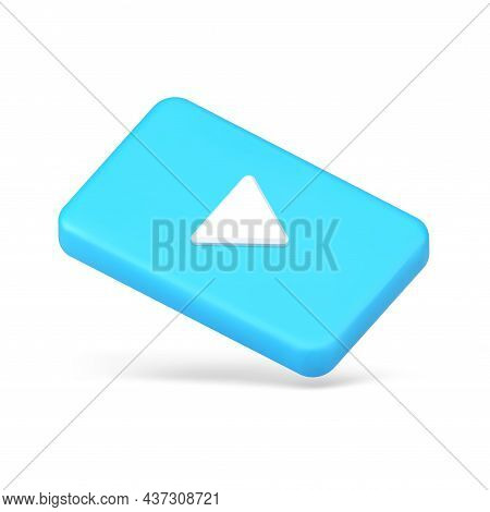 Blue Play Button 3d Icon Vector Illustration