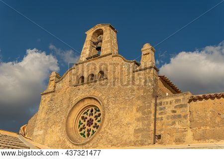 Monti-sion Monastery At Sunset. Main Facade Of The Church. Island Of Mallorca, Spain
