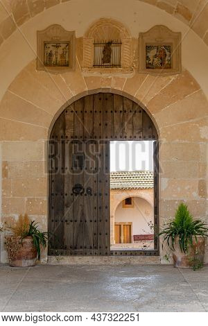 Monti-sion Monastery At Sunset. Main Entrance. Island Of Mallorca, Spain