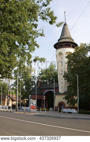 Palic, Serbia - August 31, 2012: The Water Tower And Gate Of The Resort In Palic Town In Serbia. The
