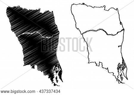 Nellore District (andhra Pradesh State, Republic Of India) Map Vector Illustration, Scribble Sketch 