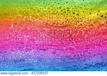 Gradient Colorful Abstract Acrylic Painting. Free Flowing Cells. Pouring.
