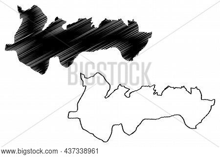 North Garo Hills District (meghalaya State, Republic Of India) Map Vector Illustration, Scribble Ske