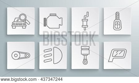 Set Line Timing Belt Kit, Check Engine, High Beam, Engine Piston, Car Mirror, Muffler, Key With Remo