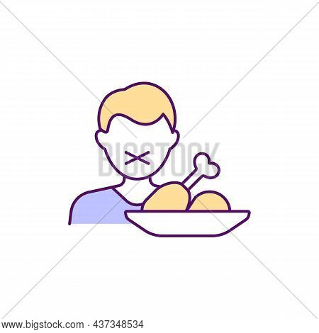 Anorexia Nervosa Rgb Color Icon. Eating Disorder. Lack Of Appetite. Food Refusal. Gastrointestinal D