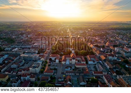 Town Of Bjelovar Aerial Panoramic Sunset View, Bilogora Region Of Croatia