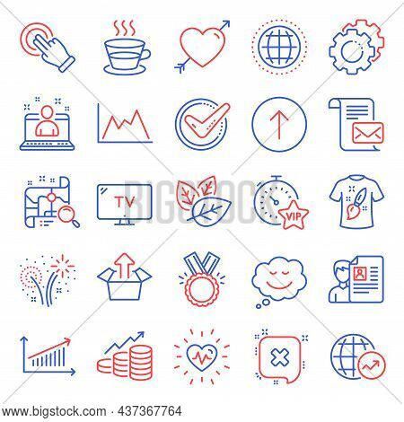 Business Icons Set. Included Icon As Coffee Cup, Chart, Best Manager Signs. Organic Tested, Search M