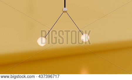 Scientific Pendulum With Balls. Design. Newtons Pendulum Of Two Balls On Isolated Colored Background