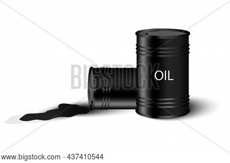 Oil Barrel Icon. Information Concept. Cartoon Style. Flat Line Art. Hand Drawn Picture. Vector Illus