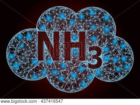Constellation Net Mesh Ammoniac Cloud With Light Spots On A Dark Red Gradient Background. Vector Gri