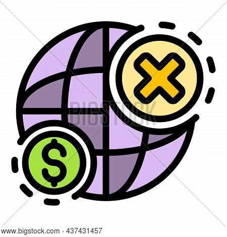 Global Money Crisis Icon. Outline Global Money Crisis Vector Icon Color Flat Isolated
