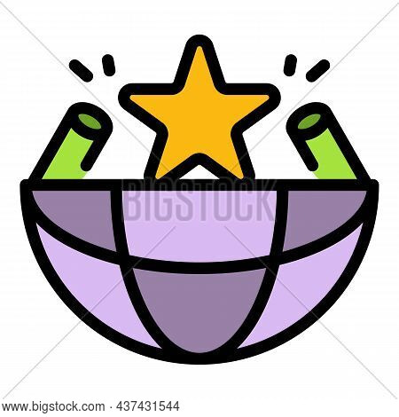 Global Star Trade War Icon. Outline Global Star Trade War Vector Icon Color Flat Isolated